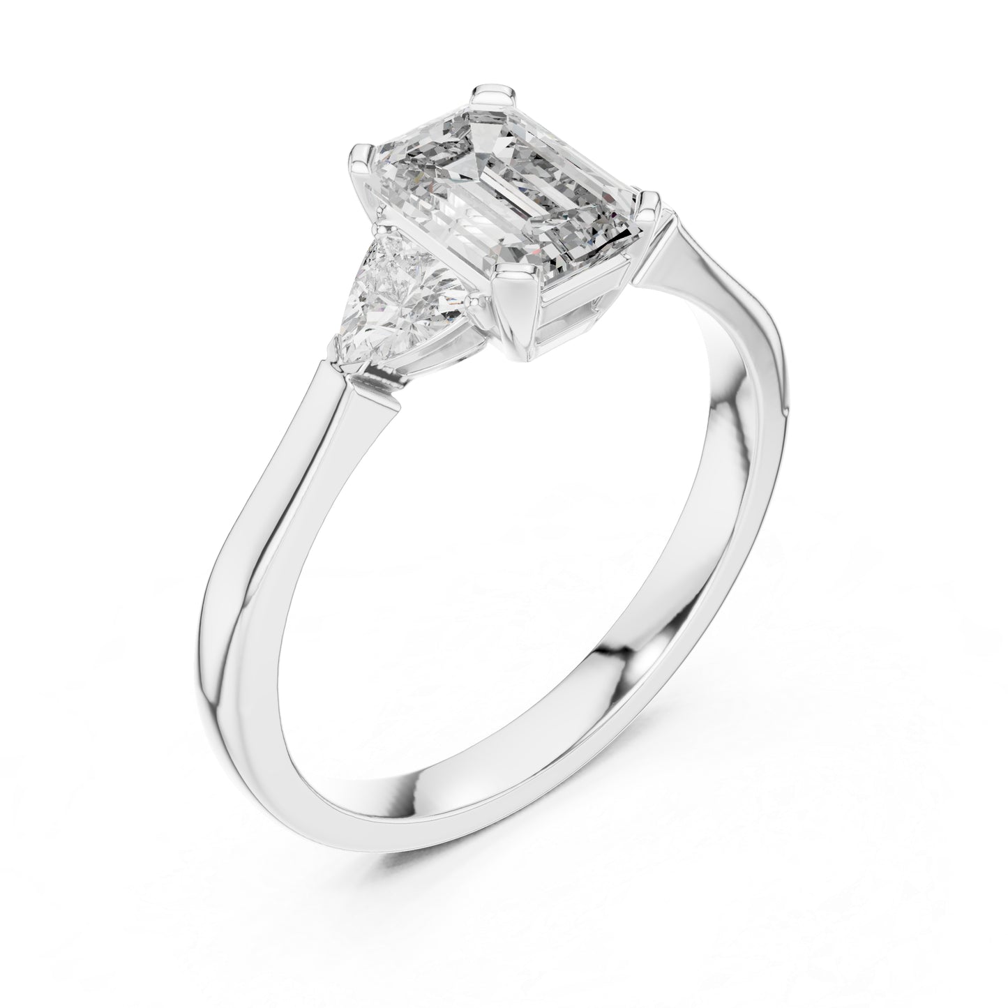 18K Yellow Gold Emerald & Trillion Lab-Grown Diamond Ring for Women | Office Wear | Pure Carat