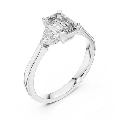 18K Yellow Gold Emerald & Trillion Lab-Grown Diamond Ring for Women | Office Wear | Pure Carat