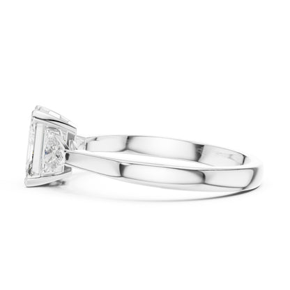 18K Yellow Gold Emerald & Trillion Lab-Grown Diamond Ring for Women | Office Wear | Pure Carat