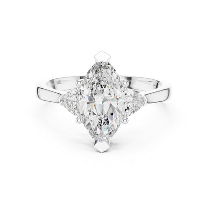 14K Rose Gold Marquise & Trillion Lab-Grown Diamond Ring for Women | Bridal Wear | Pure Carat