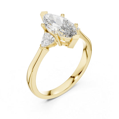 14K Rose Gold Marquise & Trillion Lab-Grown Diamond Ring for Women | Bridal Wear | Pure Carat
