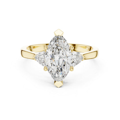 14K Rose Gold Marquise & Trillion Lab-Grown Diamond Ring for Women | Bridal Wear | Pure Carat