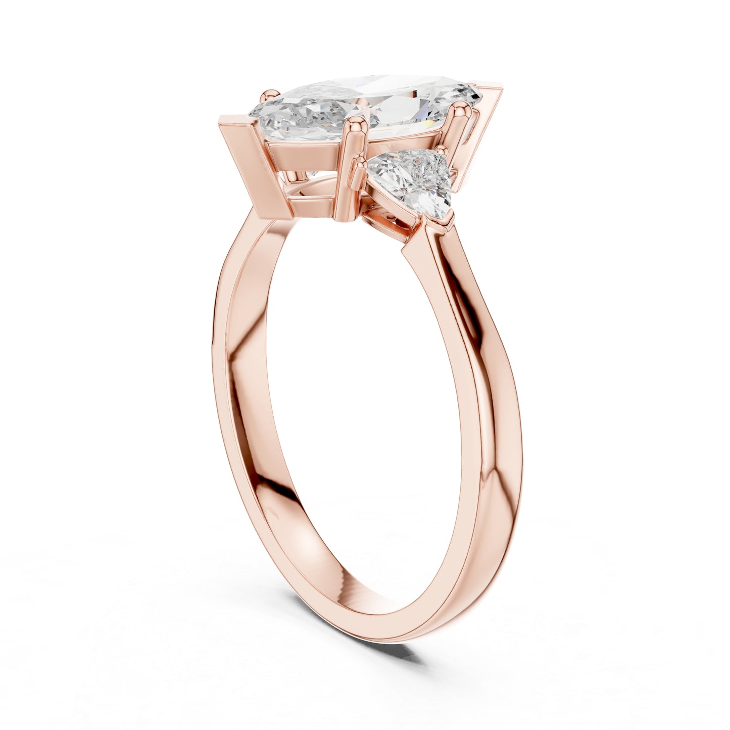 14K Rose Gold Marquise & Trillion Lab-Grown Diamond Ring for Women | Bridal Wear | Pure Carat