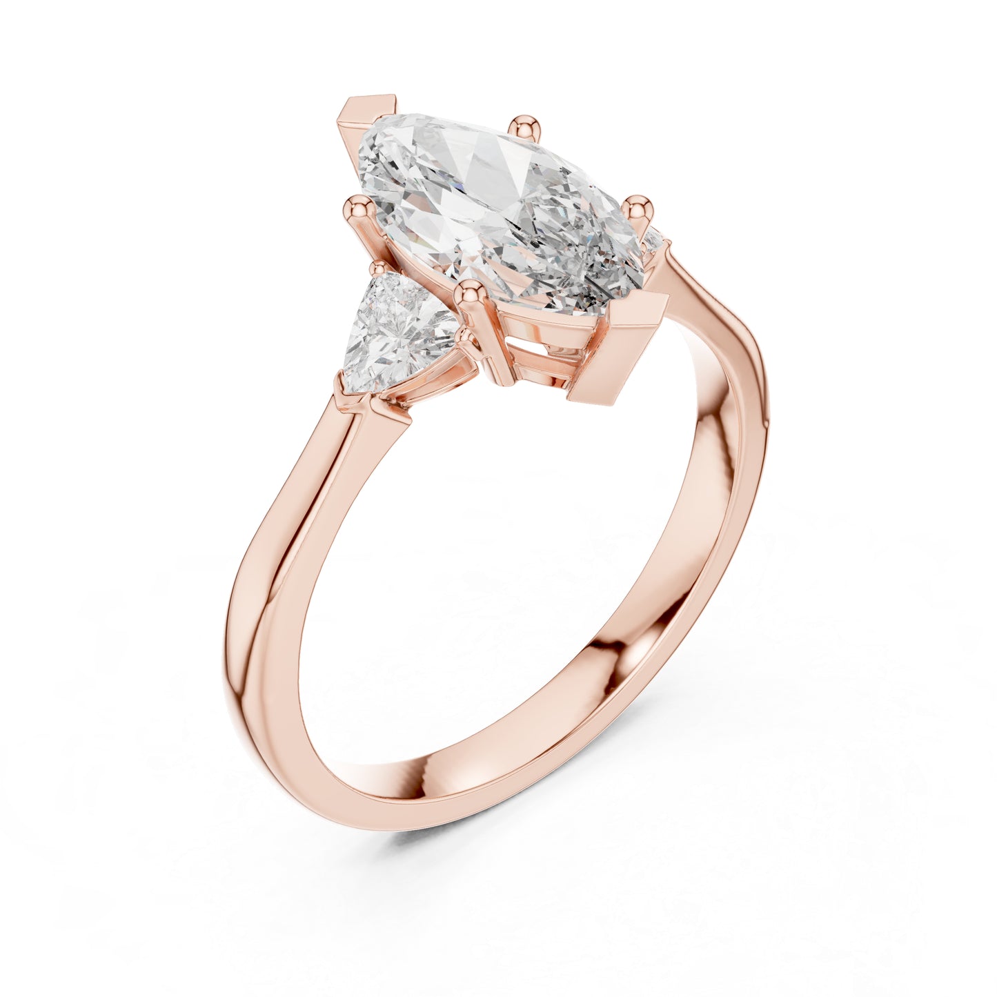 14K Rose Gold Marquise & Trillion Lab-Grown Diamond Ring for Women | Bridal Wear | Pure Carat