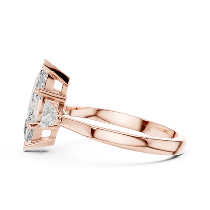 14K Rose Gold Marquise & Trillion Lab-Grown Diamond Ring for Women | Bridal Wear | Pure Carat