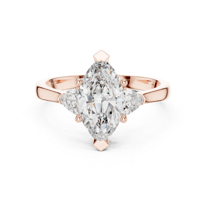 14K Rose Gold Marquise & Trillion Lab-Grown Diamond Ring for Women | Bridal Wear | Pure Carat
