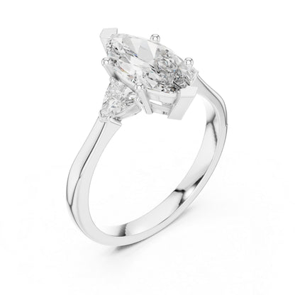 14K Rose Gold Marquise & Trillion Lab-Grown Diamond Ring for Women | Bridal Wear | Pure Carat