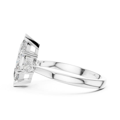 14K Rose Gold Marquise & Trillion Lab-Grown Diamond Ring for Women | Bridal Wear | Pure Carat