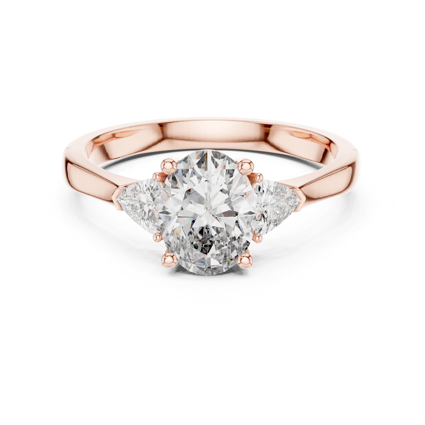 14K Yellow Gold Oval & Trillion Lab-Grown Diamond Engagement Ring for Women | Pure Carat