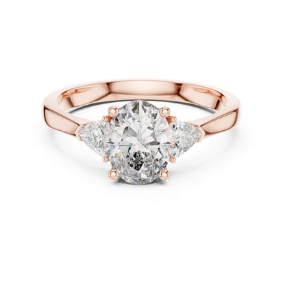 14K Yellow Gold Oval & Trillion Lab-Grown Diamond Engagement Ring for Women | Pure Carat
