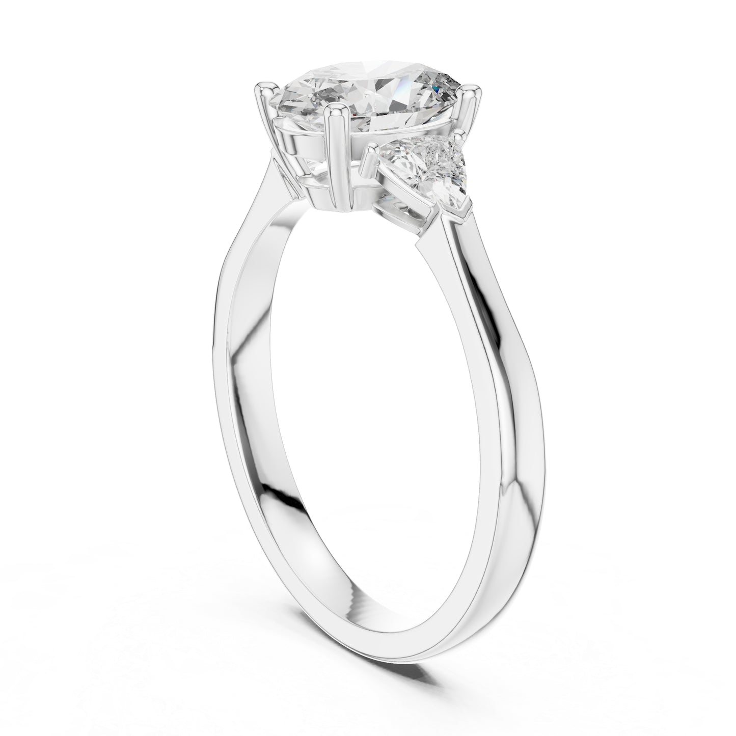 14K Yellow Gold Oval & Trillion Lab-Grown Diamond Engagement Ring for Women | Pure Carat