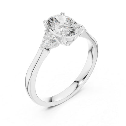 14K Yellow Gold Oval & Trillion Lab-Grown Diamond Engagement Ring for Women | Pure Carat