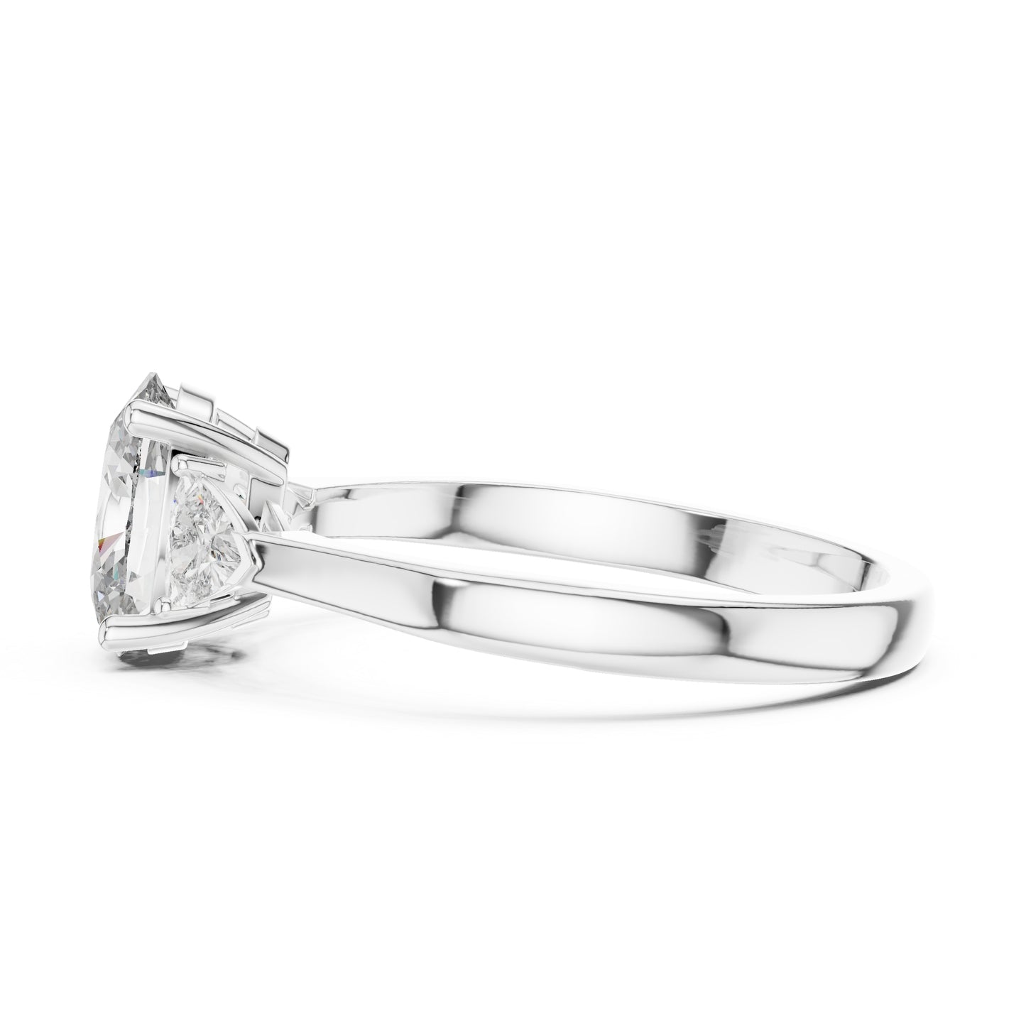 14K Yellow Gold Oval & Trillion Lab-Grown Diamond Engagement Ring for Women | Pure Carat