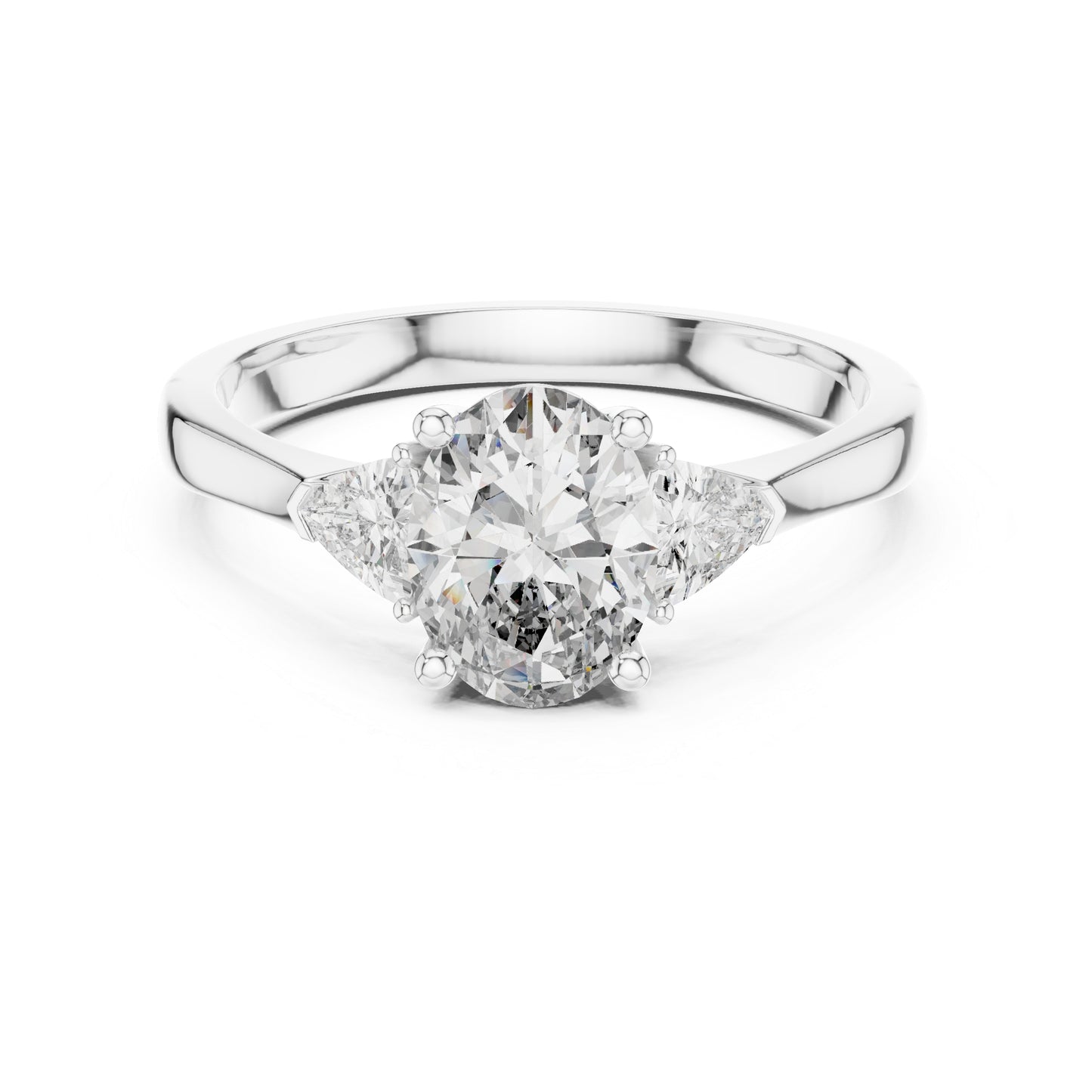 14K Yellow Gold Oval & Trillion Lab-Grown Diamond Engagement Ring for Women | Pure Carat