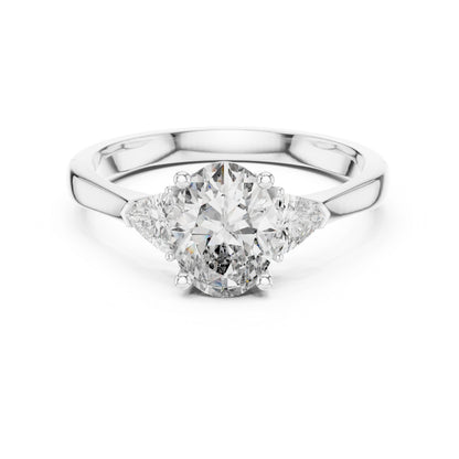 14K Yellow Gold Oval & Trillion Lab-Grown Diamond Engagement Ring for Women | Pure Carat
