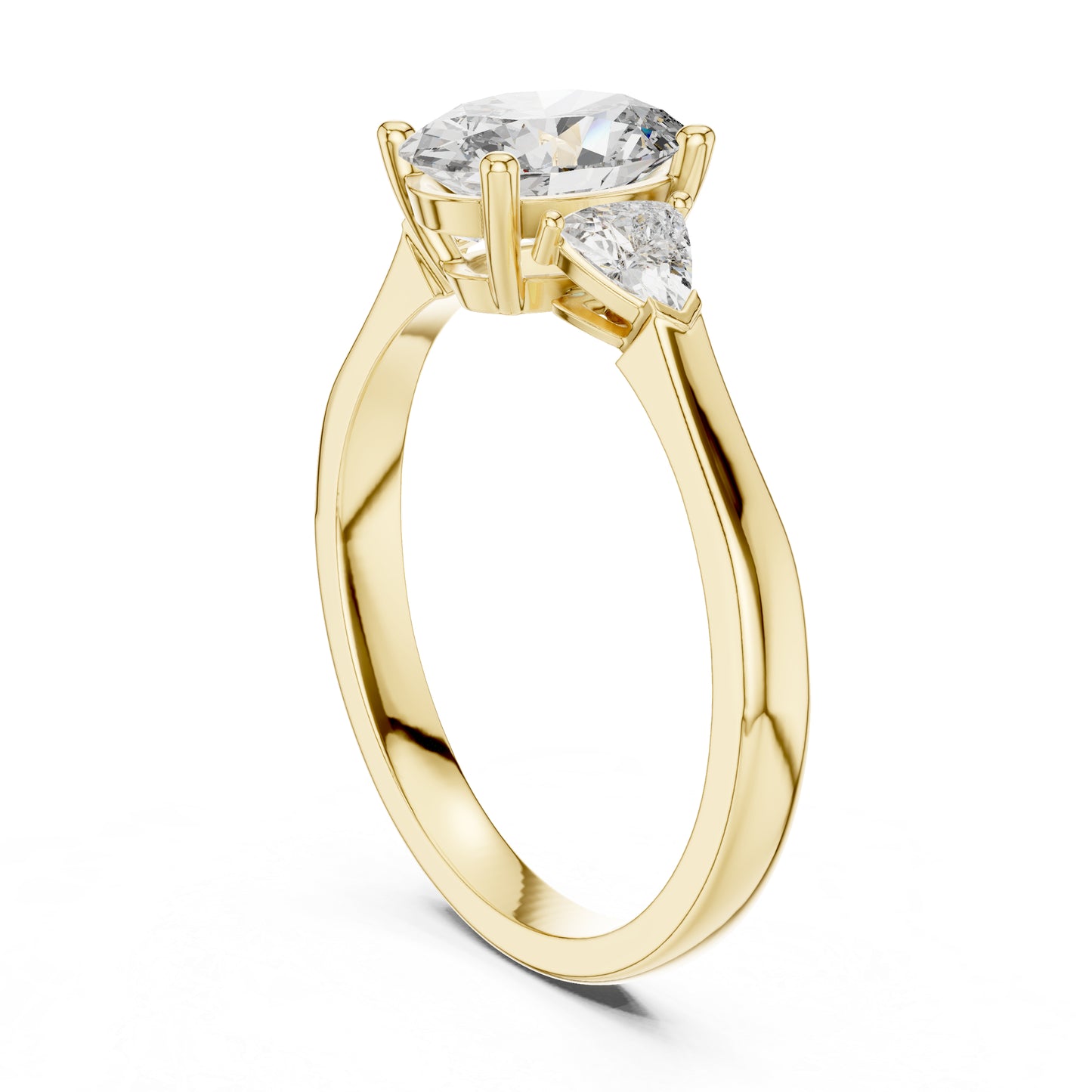 14K Yellow Gold Oval & Trillion Lab-Grown Diamond Engagement Ring for Women | Pure Carat