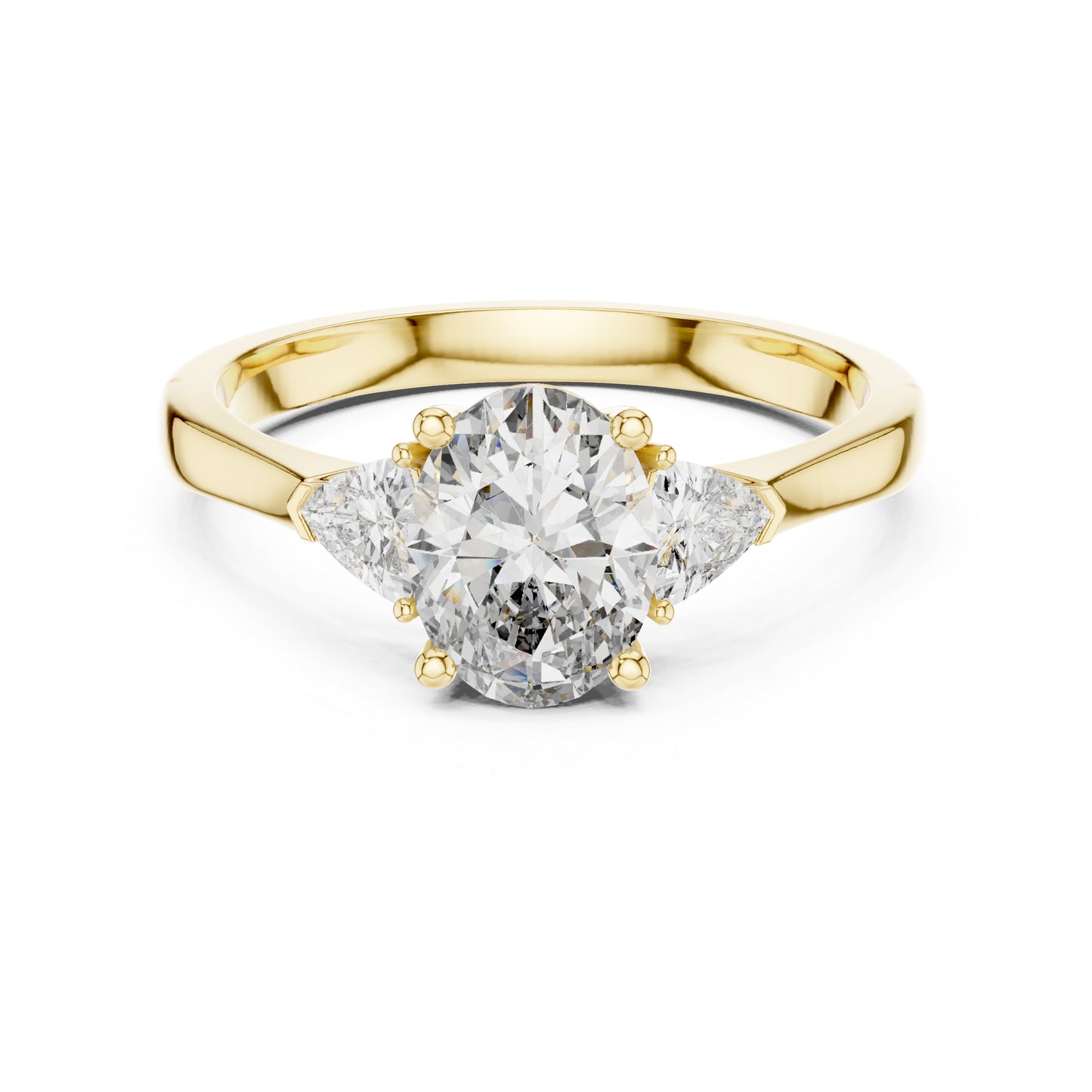 14K Yellow Gold Oval & Trillion Lab-Grown Diamond Engagement Ring for Women | Pure Carat