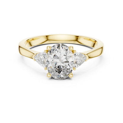14K Yellow Gold Oval & Trillion Lab-Grown Diamond Engagement Ring for Women | Pure Carat