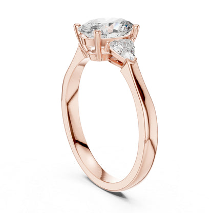 14K Yellow Gold Oval & Trillion Lab-Grown Diamond Engagement Ring for Women | Pure Carat