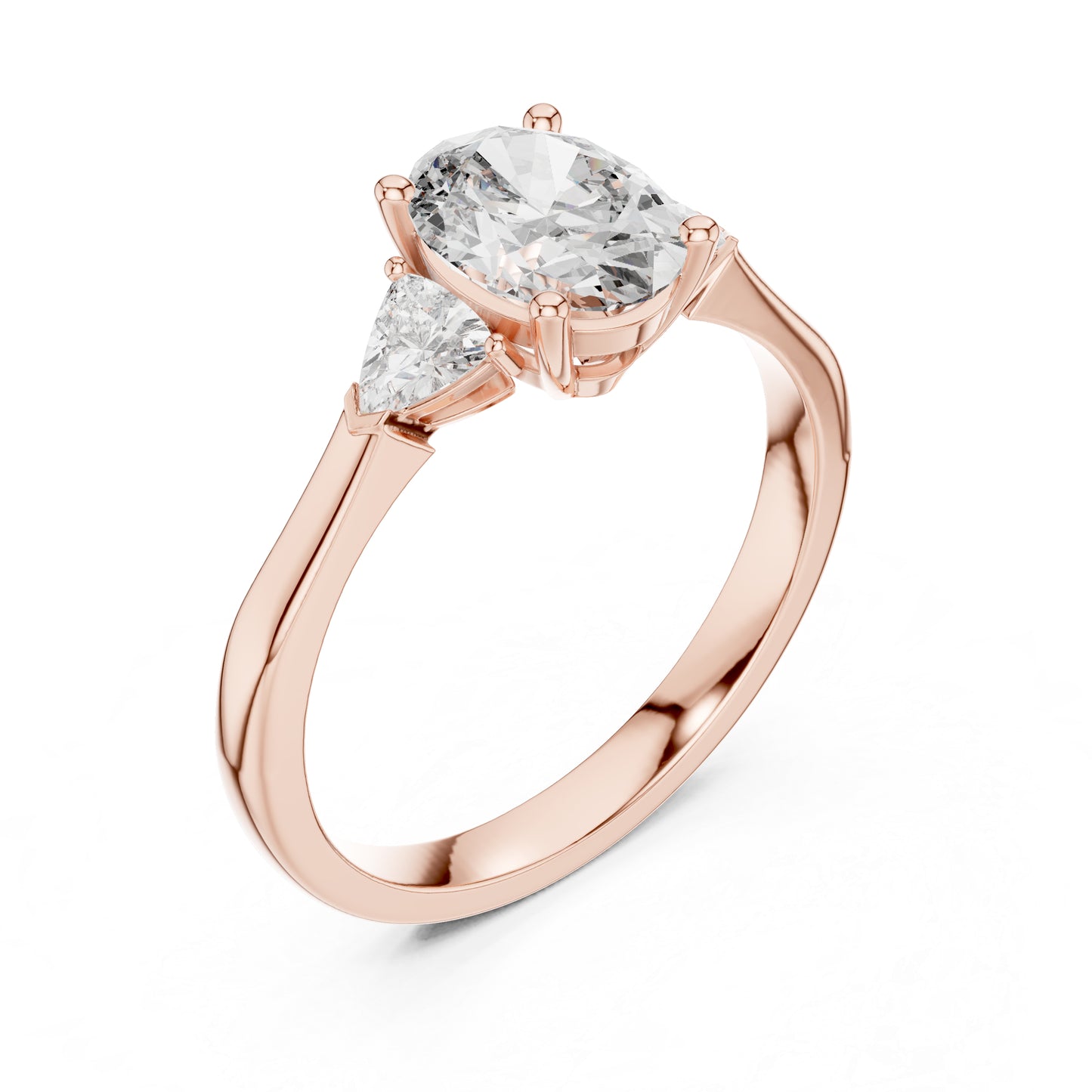 14K Yellow Gold Oval & Trillion Lab-Grown Diamond Engagement Ring for Women | Pure Carat