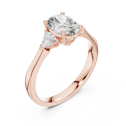 14K Yellow Gold Oval & Trillion Lab-Grown Diamond Engagement Ring for Women | Pure Carat