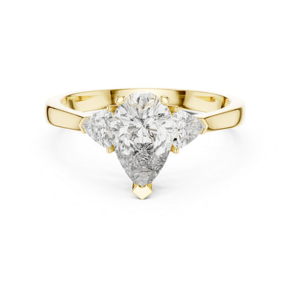18K White Gold Pear & Trillion Lab-Grown Diamond Drop Ring for Women | Anniversary Gift | Pure Carat