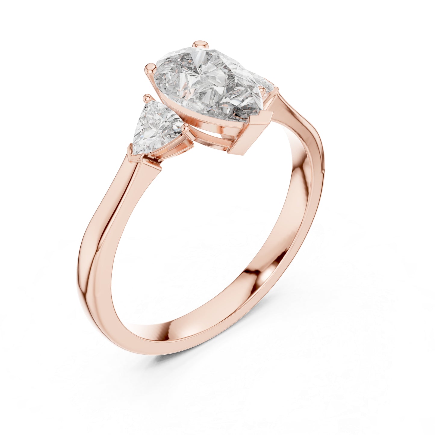 18K White Gold Pear & Trillion Lab-Grown Diamond Drop Ring for Women | Anniversary Gift | Pure Carat