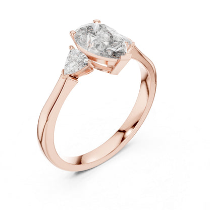 18K White Gold Pear & Trillion Lab-Grown Diamond Drop Ring for Women | Anniversary Gift | Pure Carat