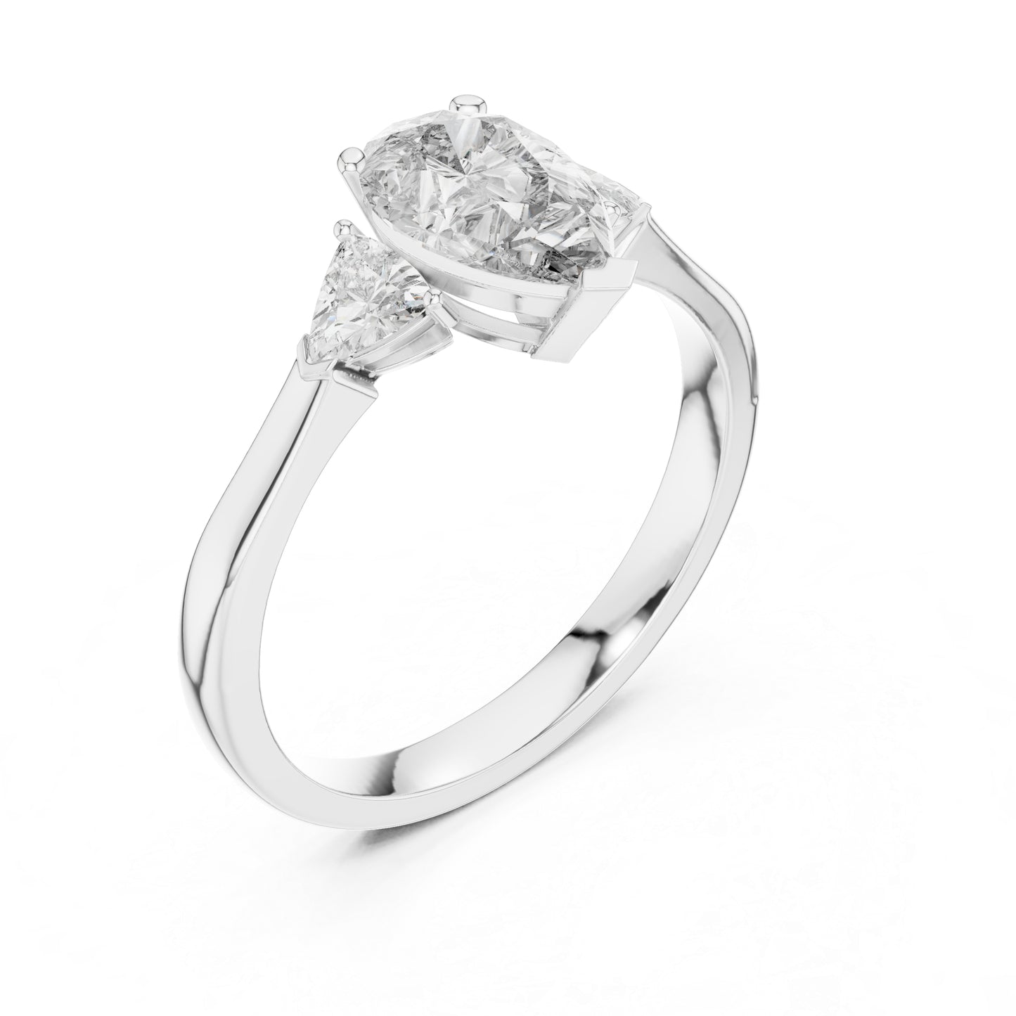 18K White Gold Pear & Trillion Lab-Grown Diamond Drop Ring for Women | Anniversary Gift | Pure Carat