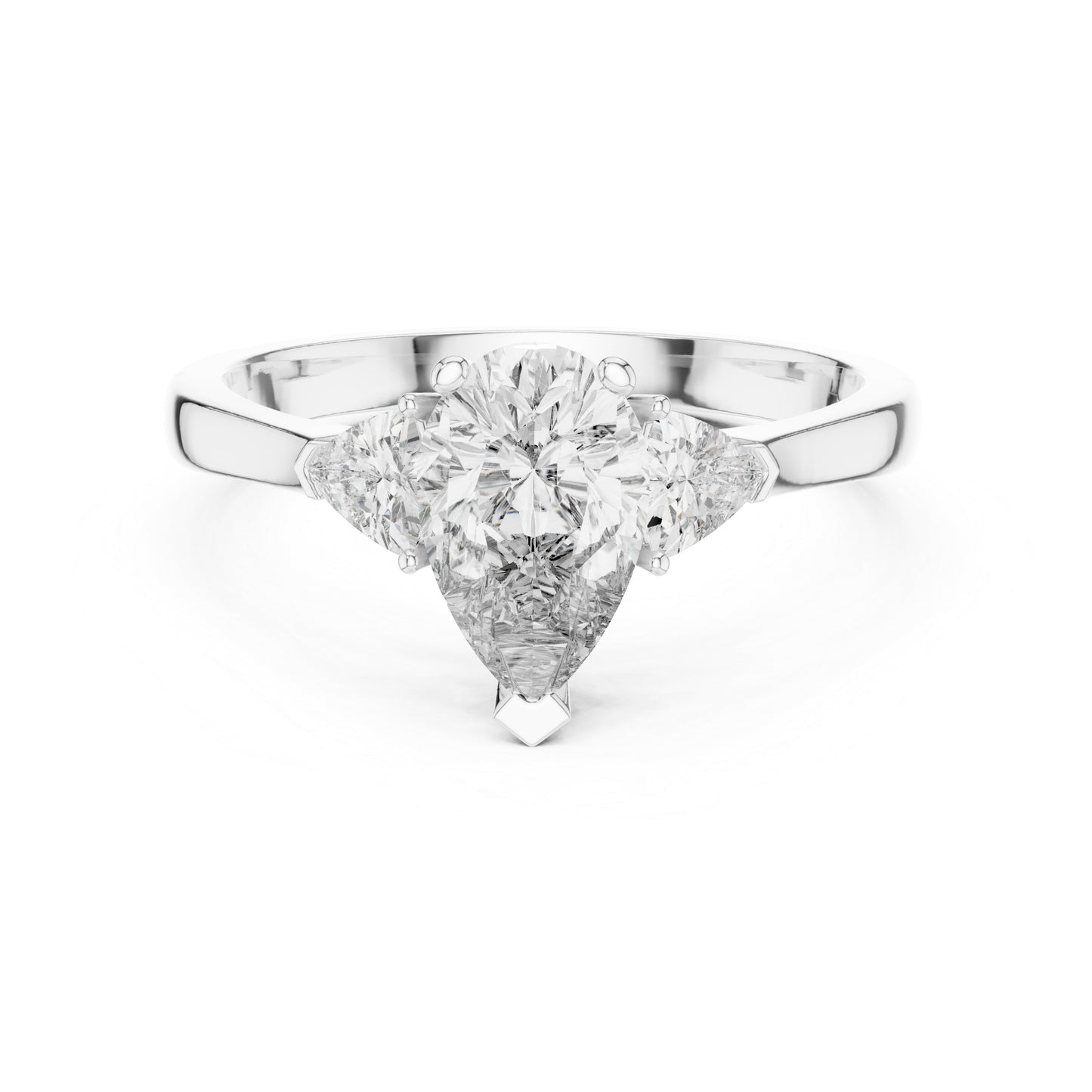 18K White Gold Pear & Trillion Lab-Grown Diamond Drop Ring for Women | Anniversary Gift | Pure Carat