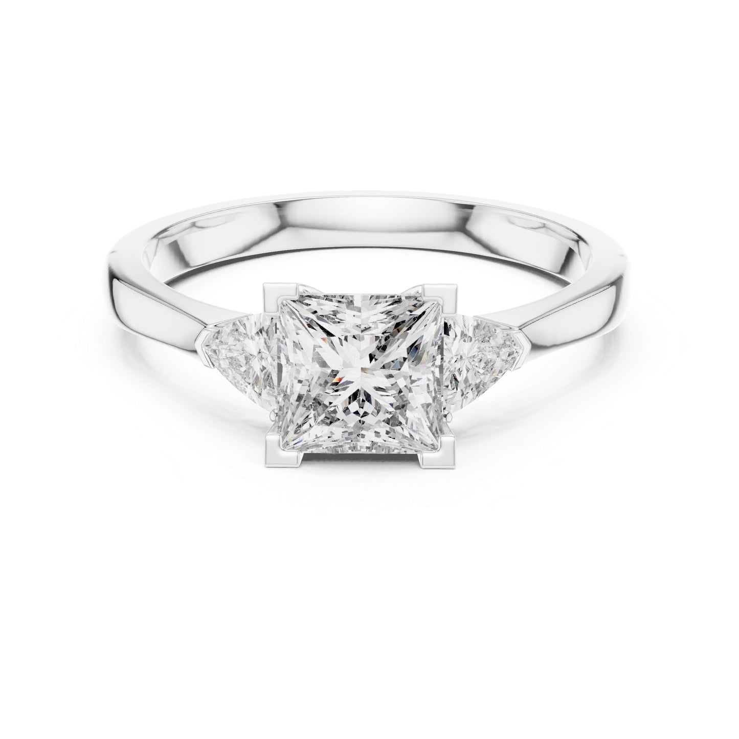 18K Yellow Gold Princess & Trillion Lab-Grown Diamond Ring for Women | Everyday Wear | Pure Carat