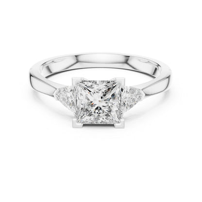 18K Yellow Gold Princess & Trillion Lab-Grown Diamond Ring for Women | Everyday Wear | Pure Carat