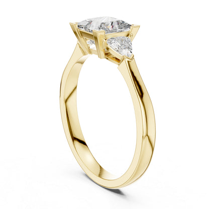 18K Yellow Gold Princess & Trillion Lab-Grown Diamond Ring for Women | Everyday Wear | Pure Carat