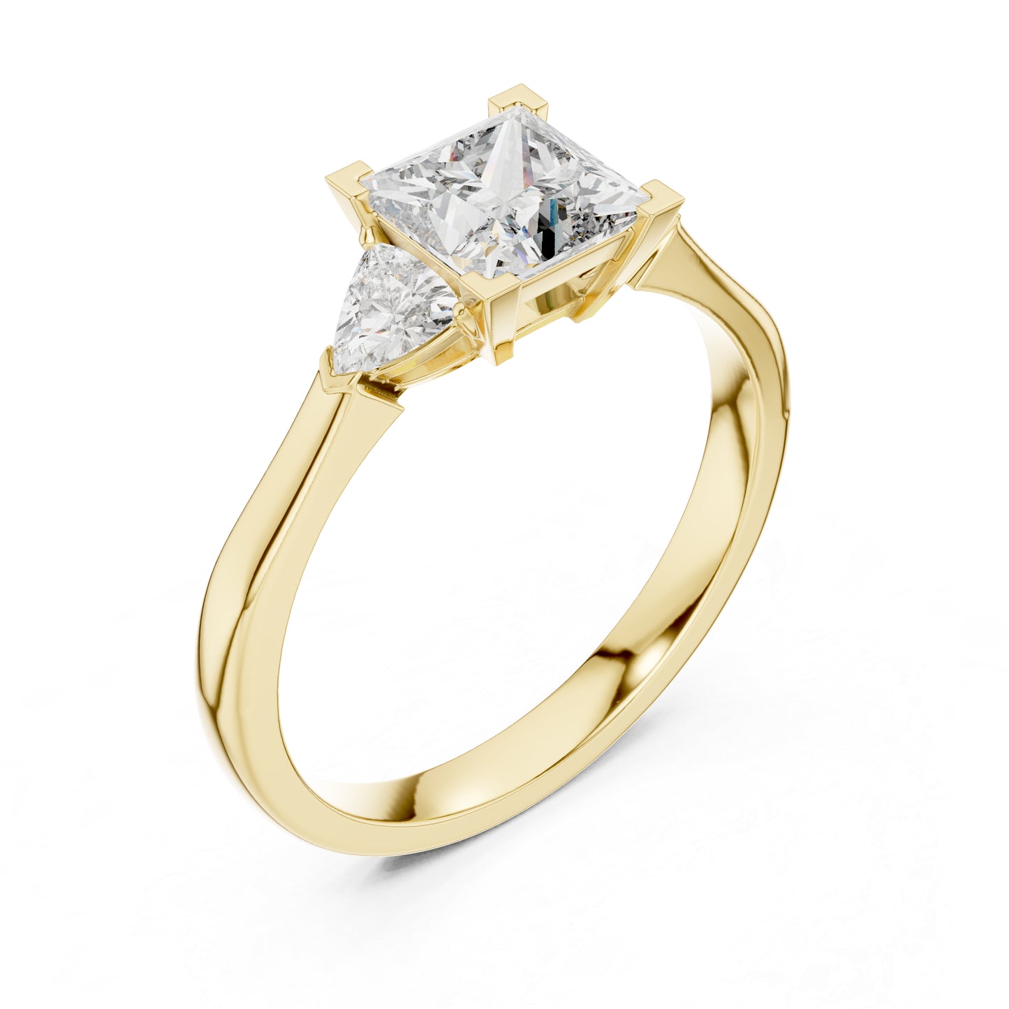 18K Yellow Gold Princess & Trillion Lab-Grown Diamond Ring for Women | Everyday Wear | Pure Carat