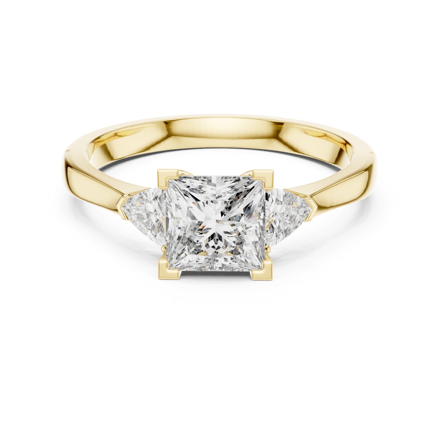 18K Yellow Gold Princess & Trillion Lab-Grown Diamond Ring for Women | Everyday Wear | Pure Carat