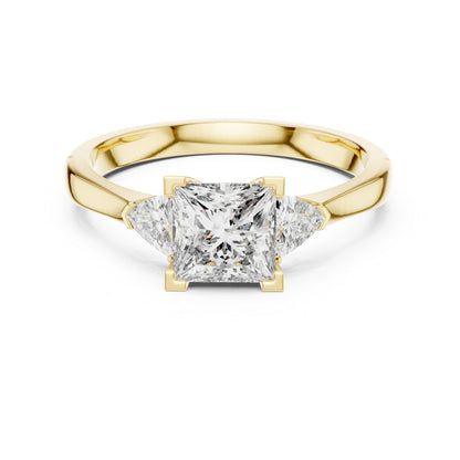 18K Yellow Gold Princess & Trillion Lab-Grown Diamond Ring for Women | Everyday Wear | Pure Carat