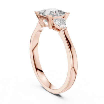 18K Yellow Gold Princess & Trillion Lab-Grown Diamond Ring for Women | Everyday Wear | Pure Carat