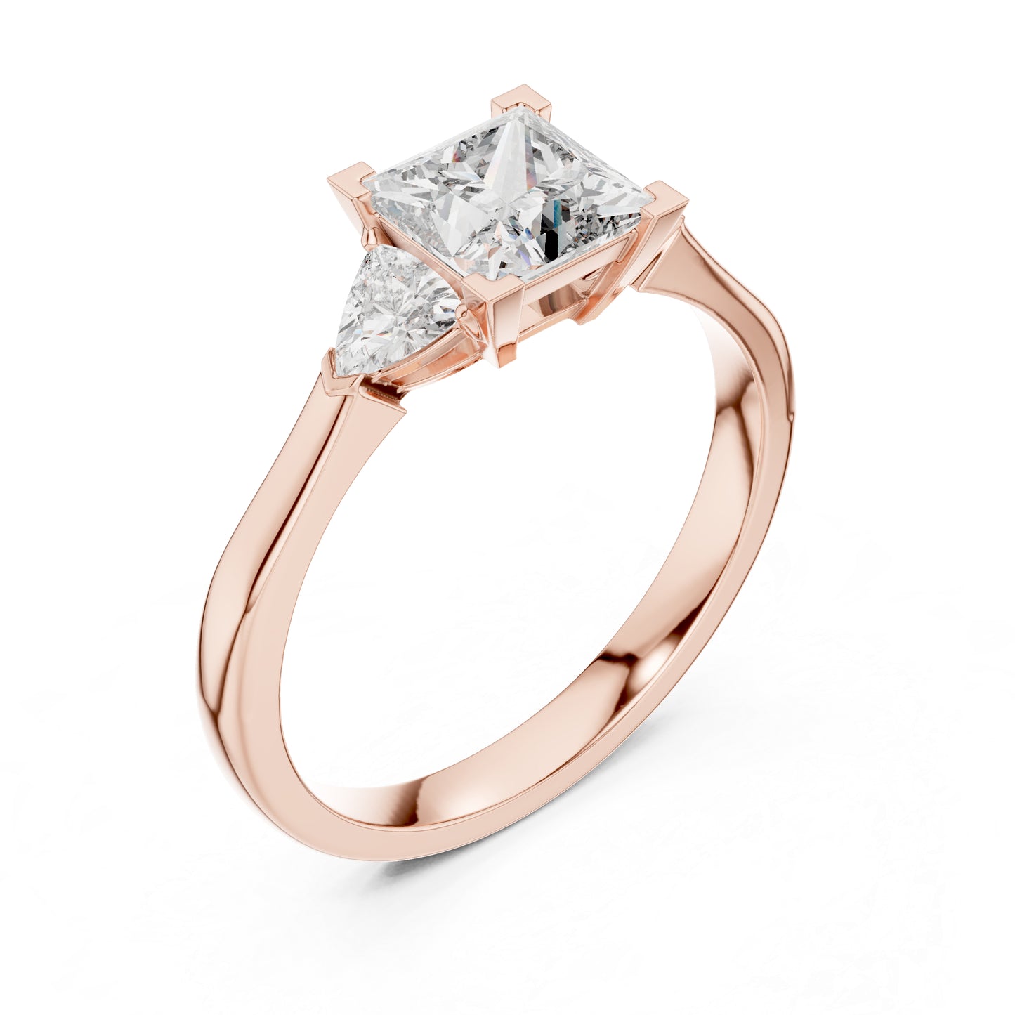 18K Yellow Gold Princess & Trillion Lab-Grown Diamond Ring for Women | Everyday Wear | Pure Carat