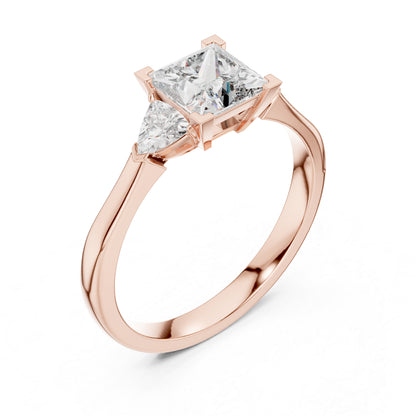 18K Yellow Gold Princess & Trillion Lab-Grown Diamond Ring for Women | Everyday Wear | Pure Carat