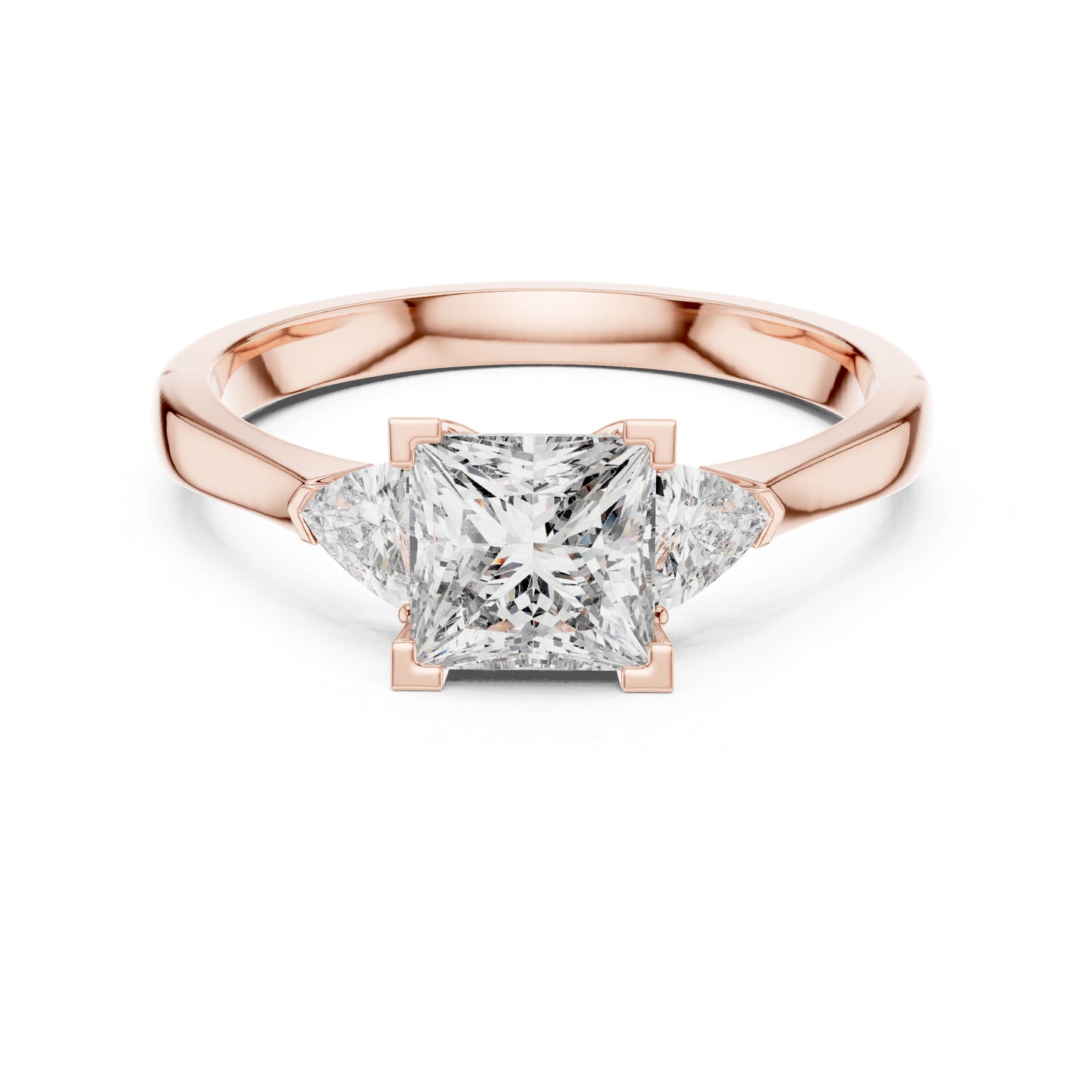18K Yellow Gold Princess & Trillion Lab-Grown Diamond Ring for Women | Everyday Wear | Pure Carat