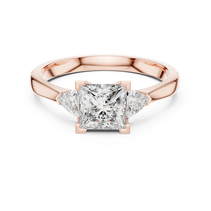 18K Yellow Gold Princess & Trillion Lab-Grown Diamond Ring for Women | Everyday Wear | Pure Carat