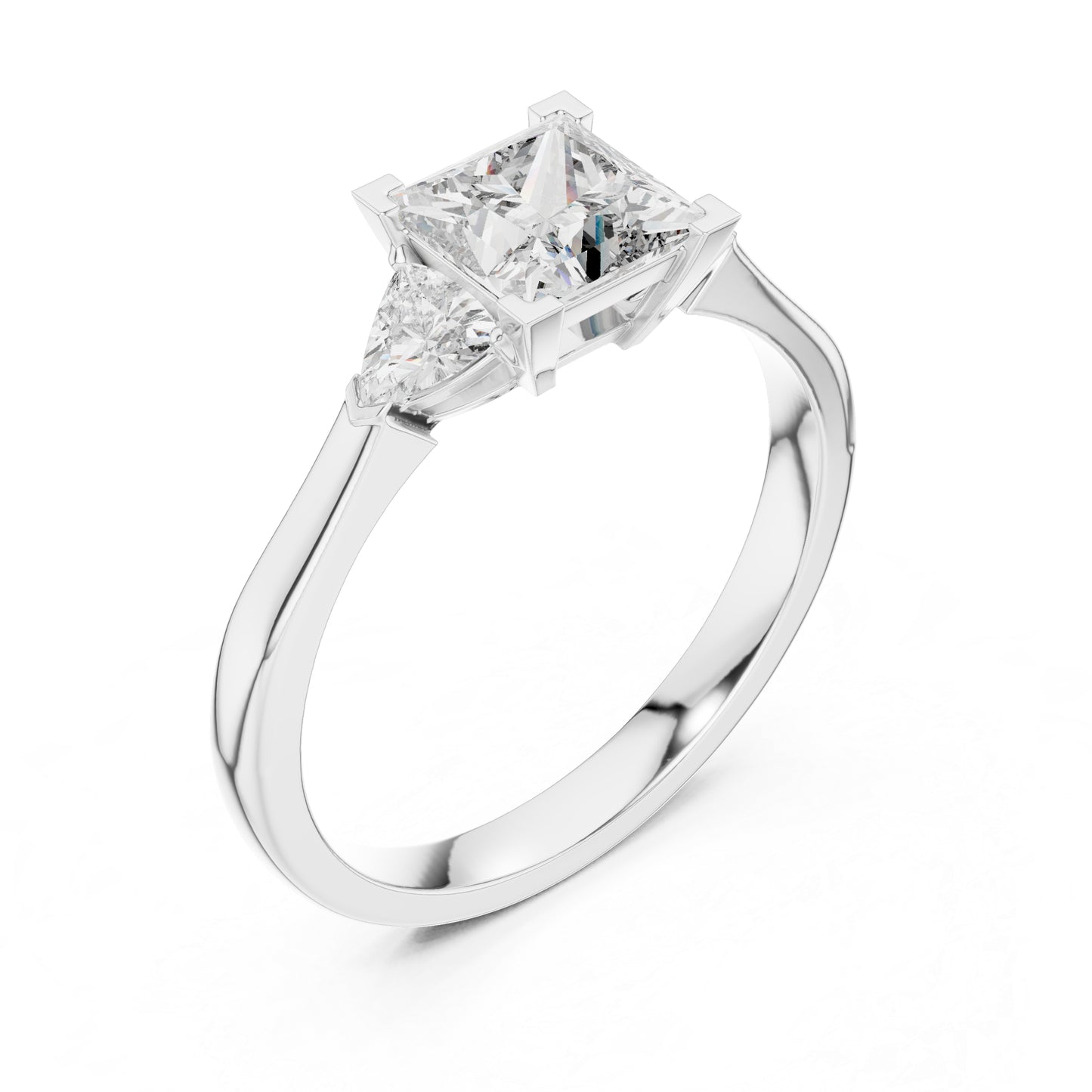 18K Yellow Gold Princess & Trillion Lab-Grown Diamond Ring for Women | Everyday Wear | Pure Carat