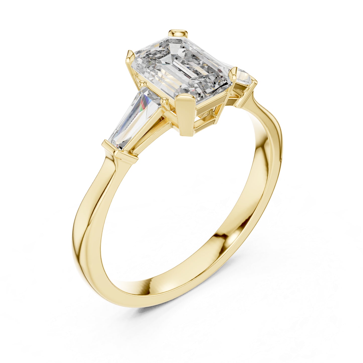 18K Yellow Gold Emerald & Bug Lab-Grown Diamond Stud Ring for Women | Office Wear | Pure Carat