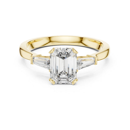 18K Yellow Gold Emerald & Bug Lab-Grown Diamond Stud Ring for Women | Office Wear | Pure Carat