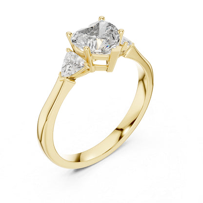 14K White Gold Heart & Trillion Lab-Grown Diamond Stud Ring for Women | Bridal Wear | Pure Carat