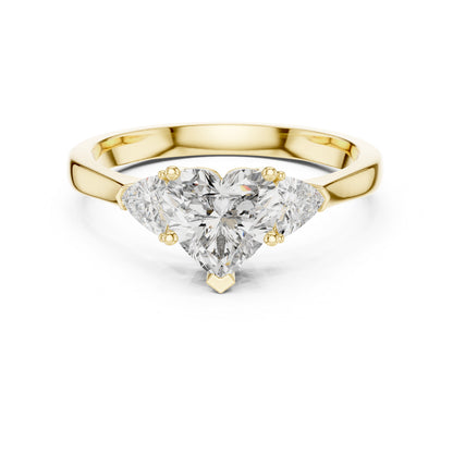 14K White Gold Heart & Trillion Lab-Grown Diamond Stud Ring for Women | Bridal Wear | Pure Carat