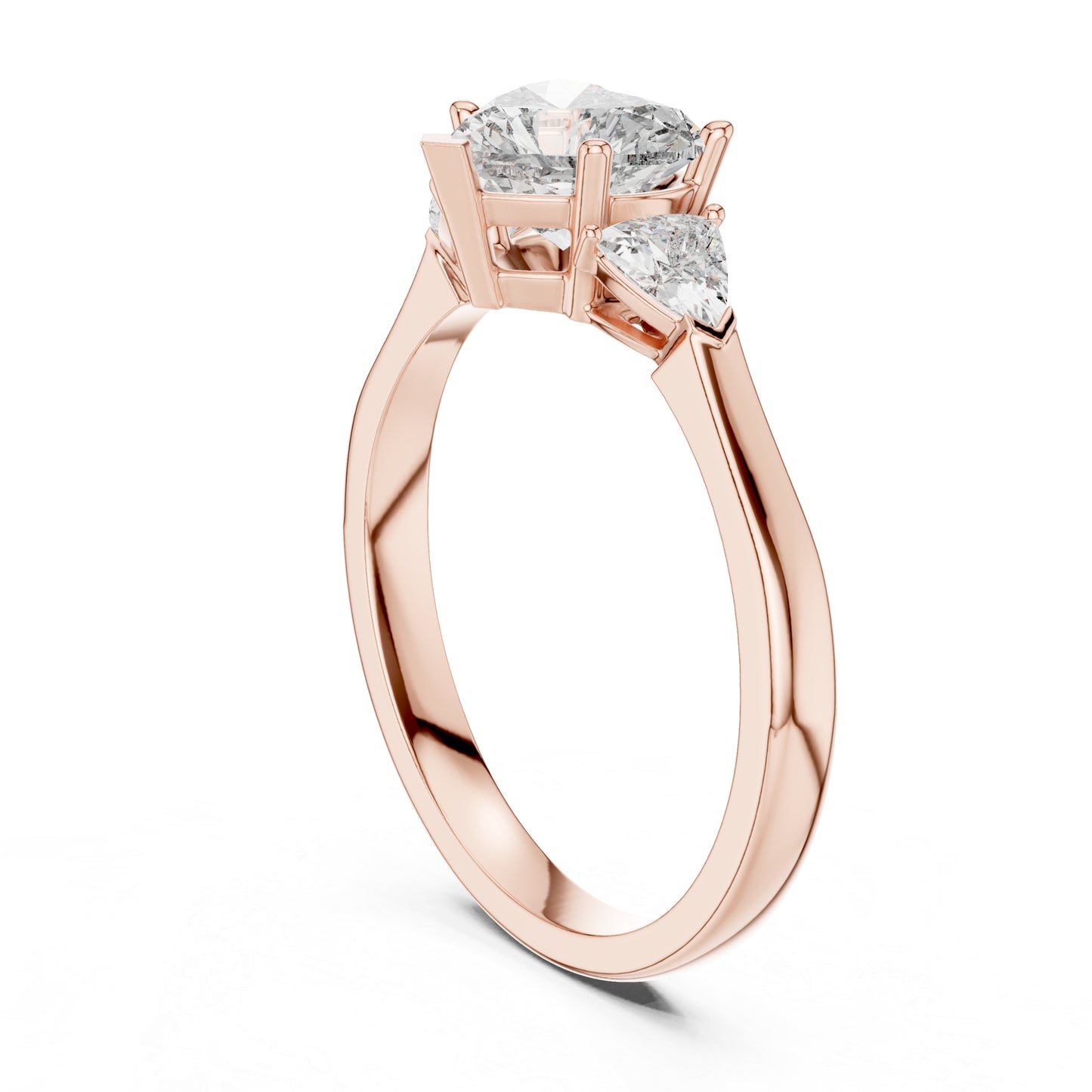 14K White Gold Heart & Trillion Lab-Grown Diamond Stud Ring for Women | Bridal Wear | Pure Carat