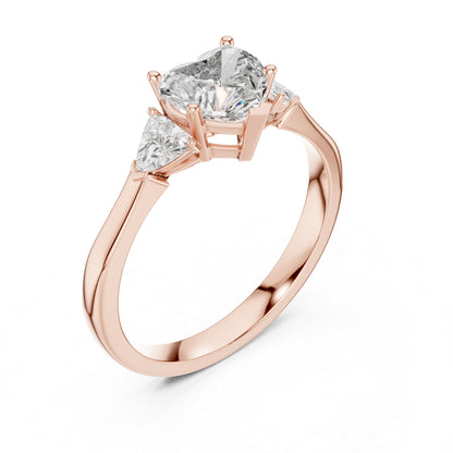 14K White Gold Heart & Trillion Lab-Grown Diamond Stud Ring for Women | Bridal Wear | Pure Carat