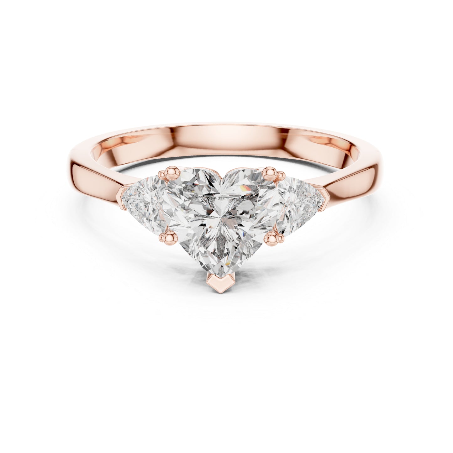14K White Gold Heart & Trillion Lab-Grown Diamond Stud Ring for Women | Bridal Wear | Pure Carat