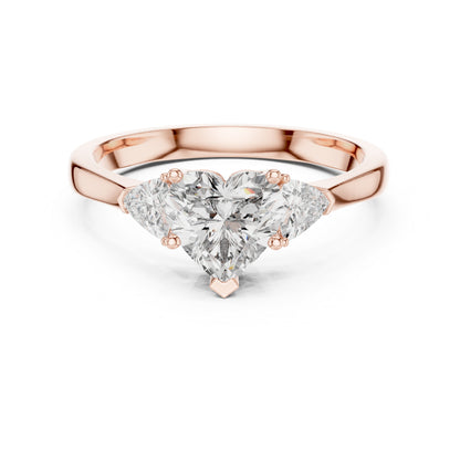 14K White Gold Heart & Trillion Lab-Grown Diamond Stud Ring for Women | Bridal Wear | Pure Carat